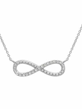 Macy's Silver-Tone Infinity Pendant Necklace with Clear Stones